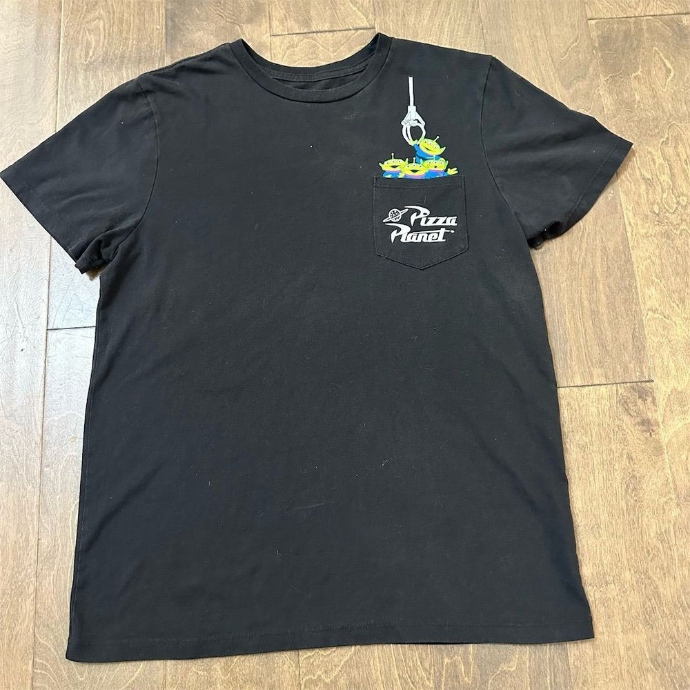 Disney Pixar Toy Story Pizza Planet Men's Black Graphic T-Shirt M‎